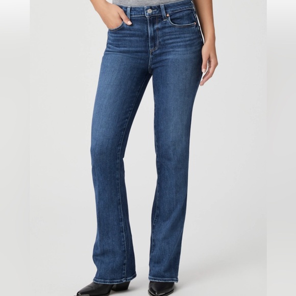 PAIGE High Rise Laurel Canton Jacques Bootcut Denim Jeans Medium Wash Sz 28 - Picture 2 of 15